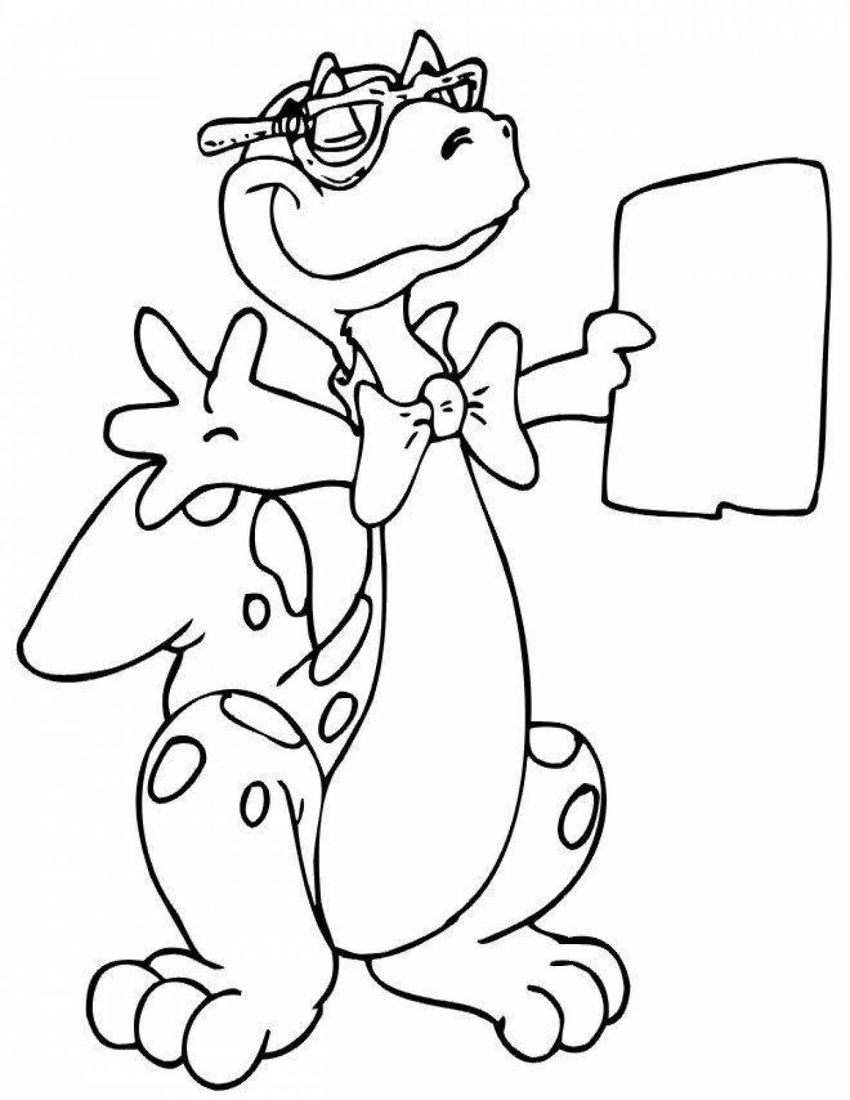 Playful dino coloring page