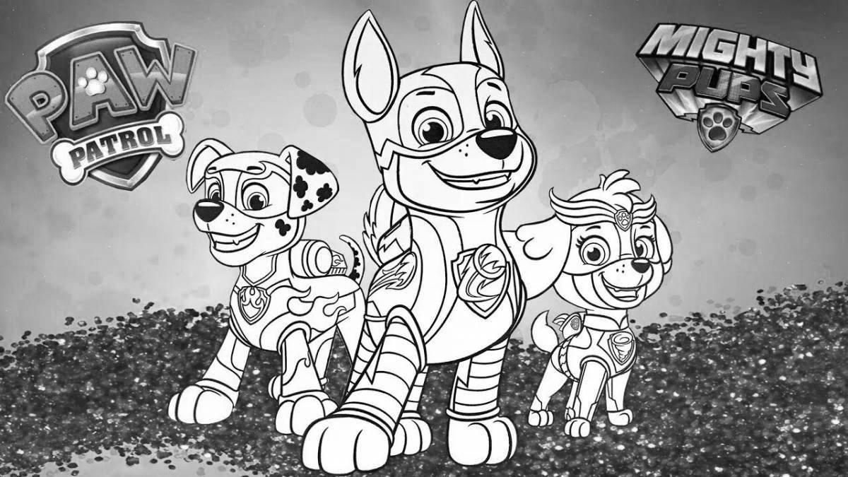 Coloring book with playful faces mega puppies