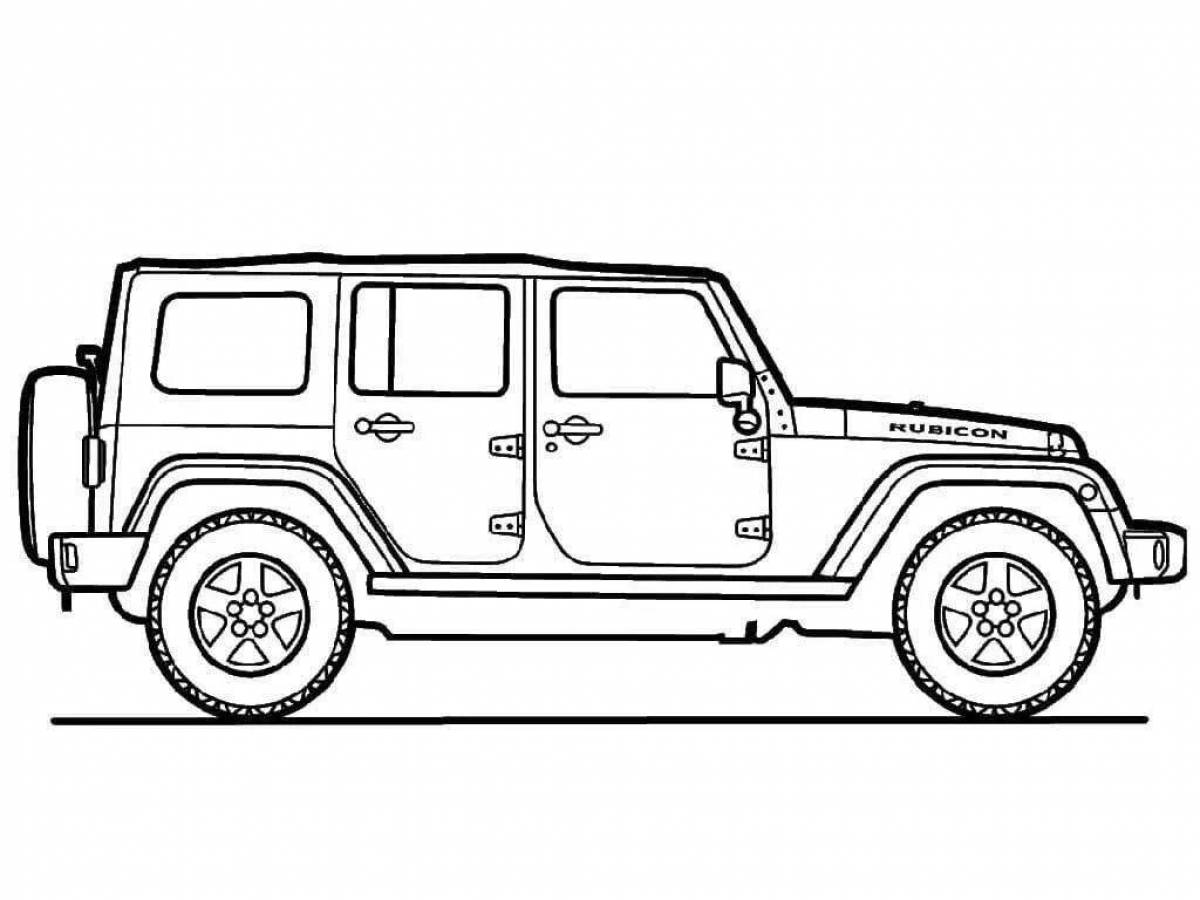 Coloring page energetic jeep