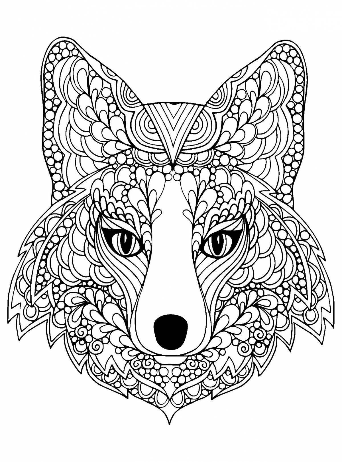 Colourful fox anti-stress coloring book