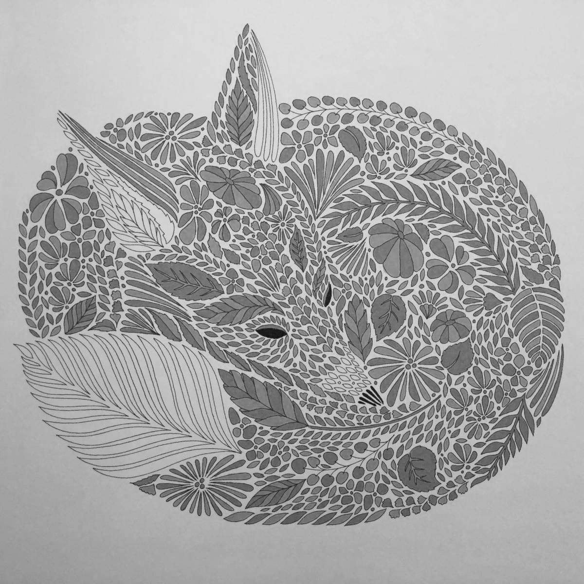 Bright anti-stress fox coloring