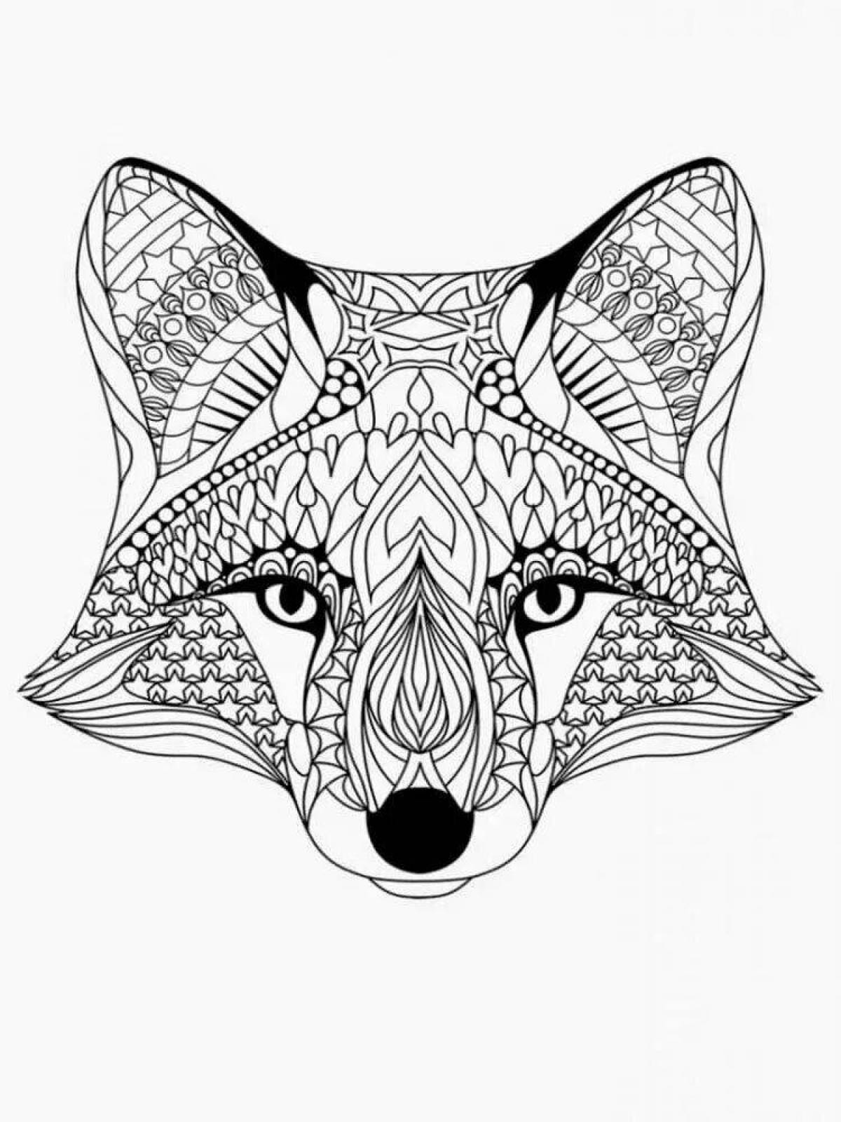 Serene antistress fox coloring book