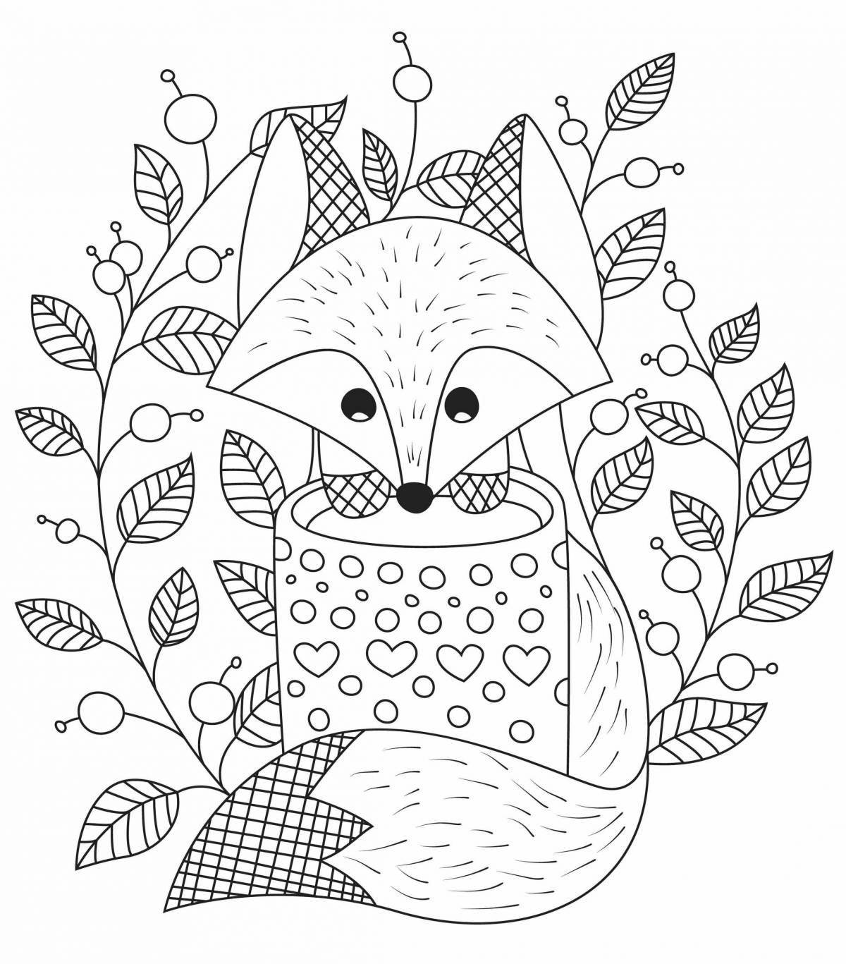 Fun anti-stress fox coloring book