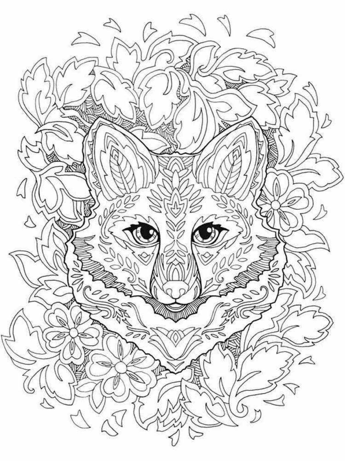 Calming fox anti-stress coloring book