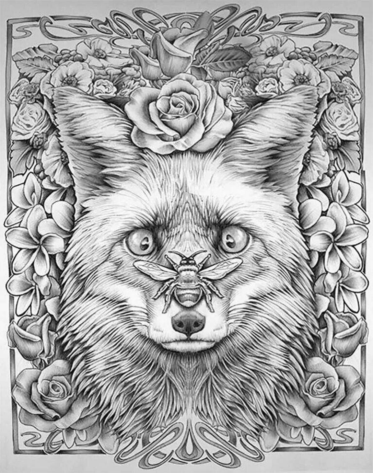 Exciting fox anti-stress coloring book