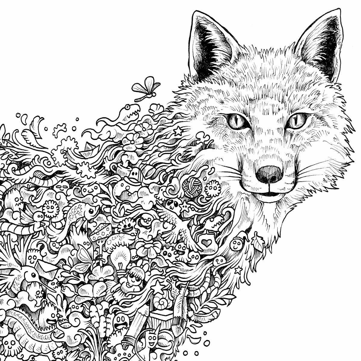 Exquisite fox anti-stress coloring book