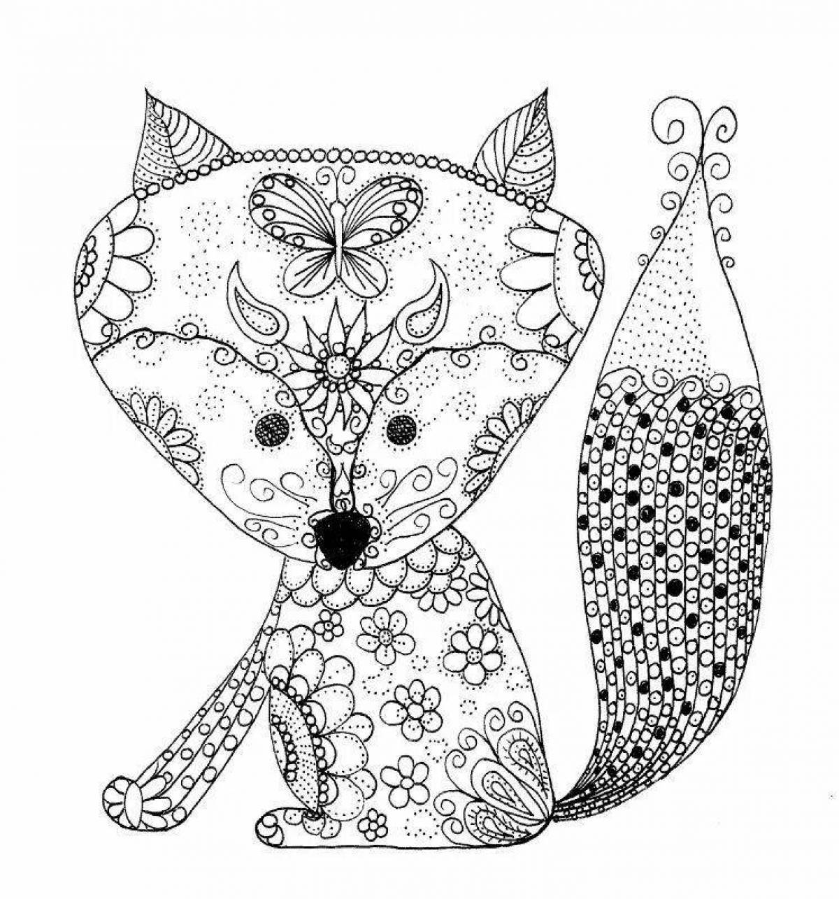 Alluring fox anti-stress coloring book
