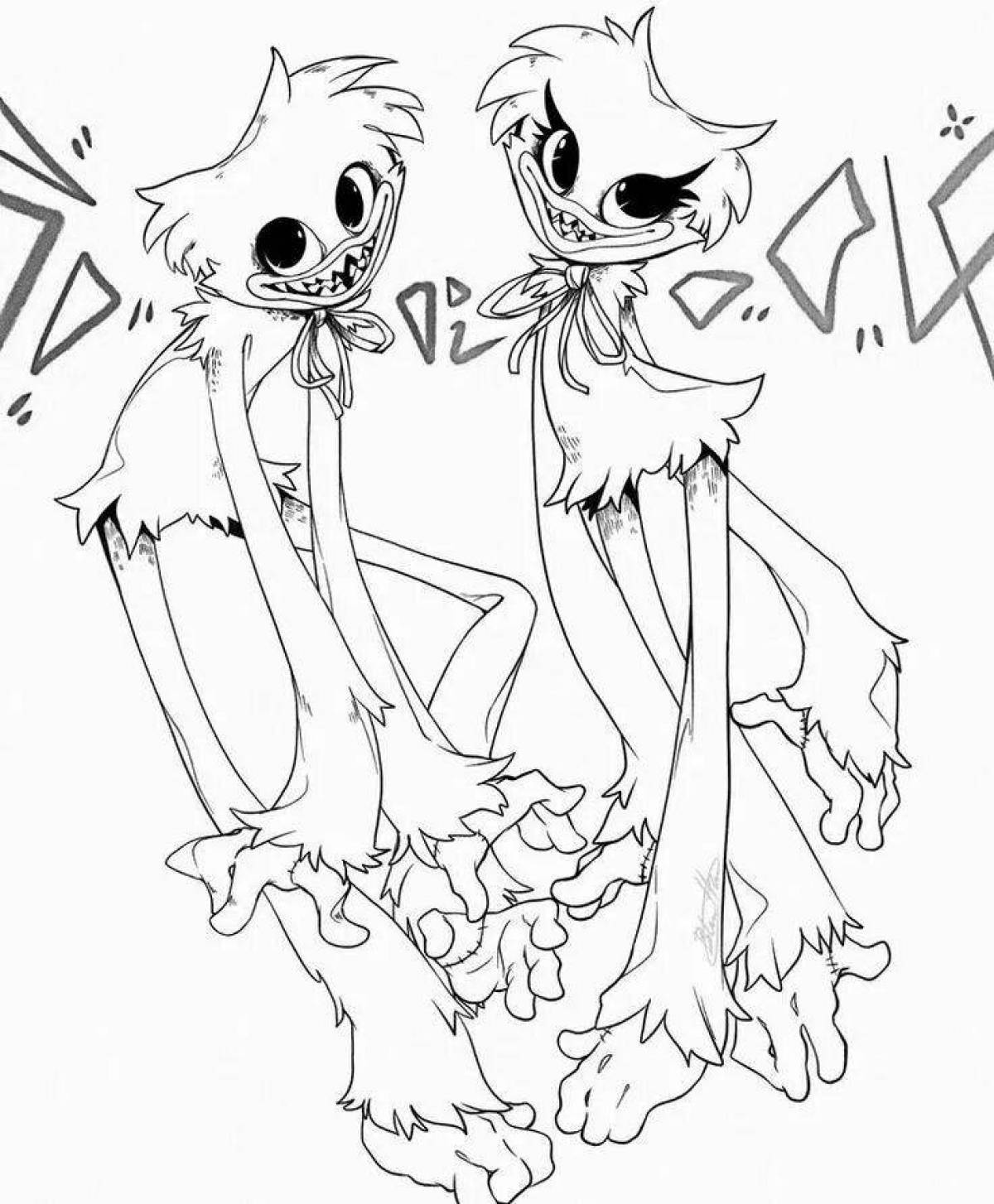 Восхищенная страница раскраски poppy playtime