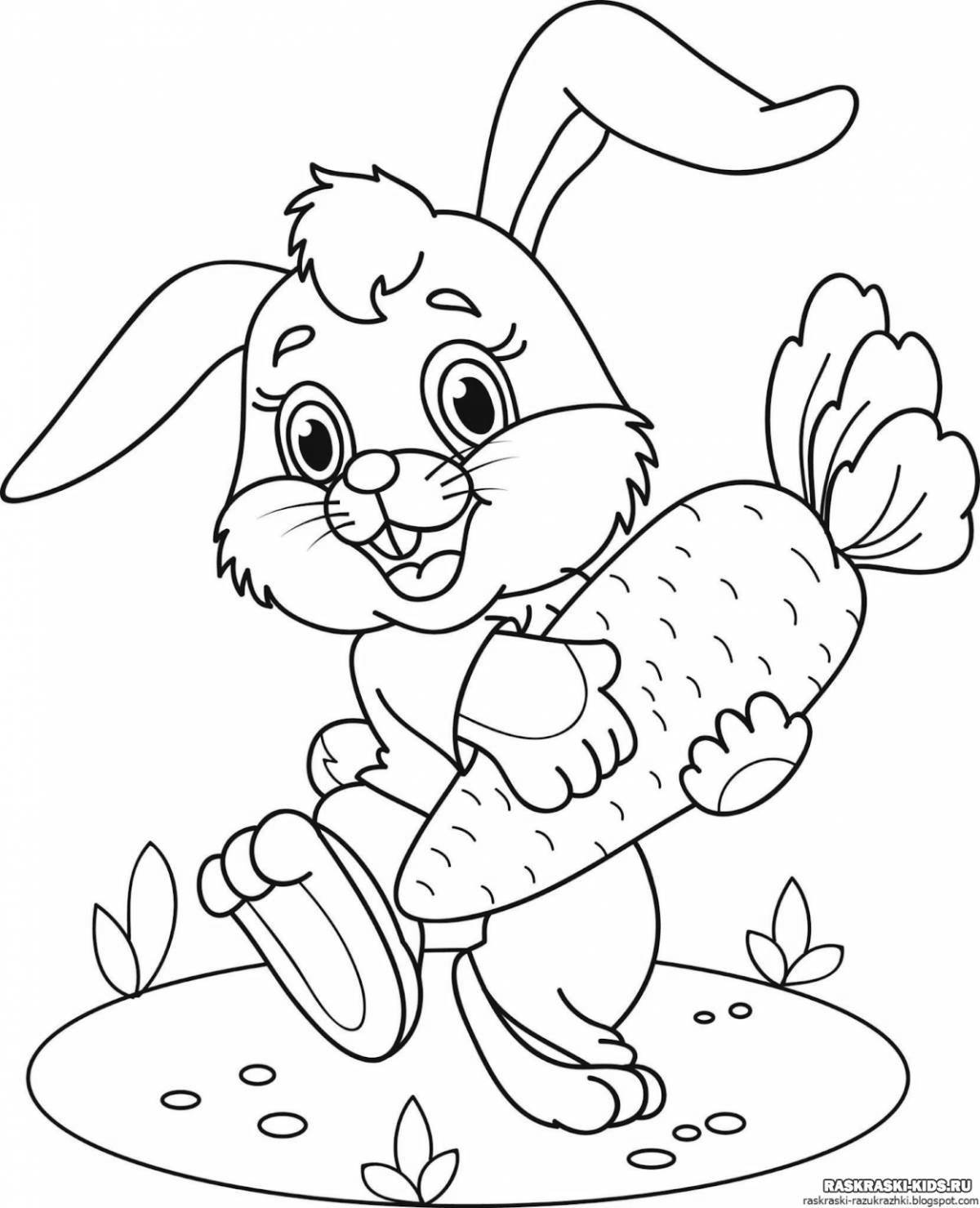 Adorable bunny coloring book with carrots