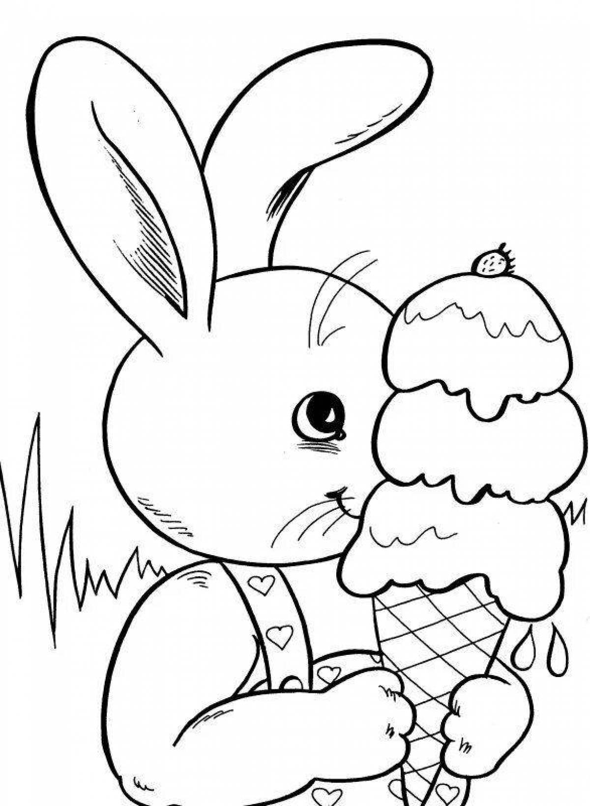 Naughty rabbit coloring book with carrots