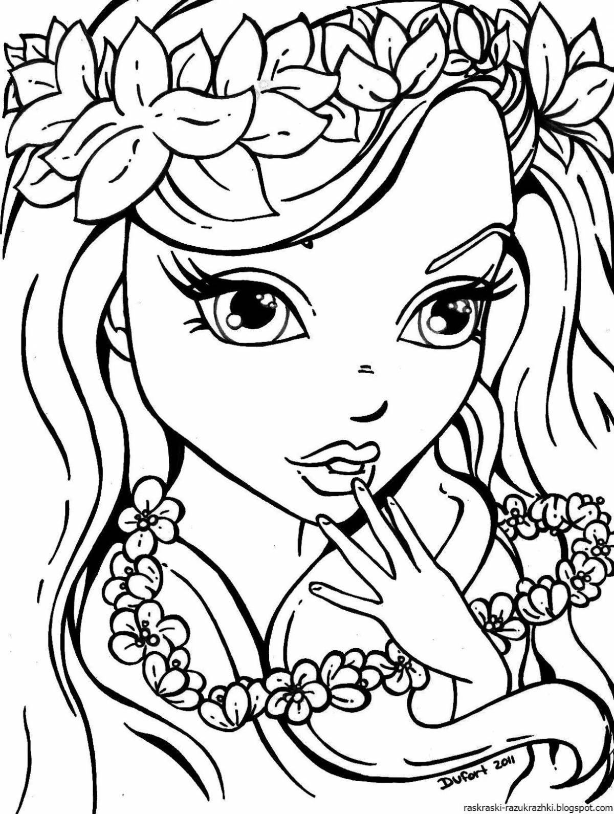 Quirky coloring page 12 for girls