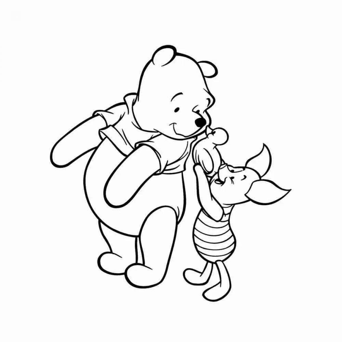 Coloring page loving Winnie the Pooh and Piglet