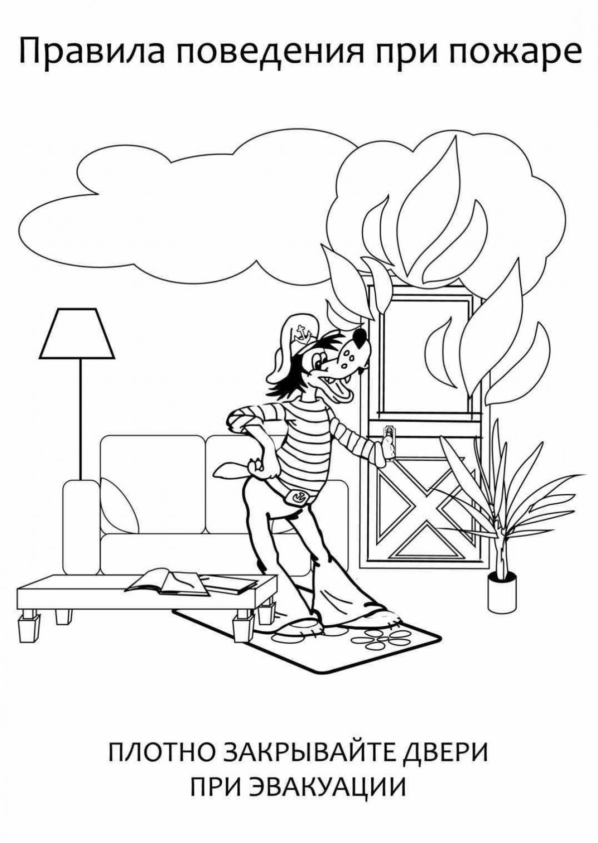 Creative fire safety coloring book for kindergarten