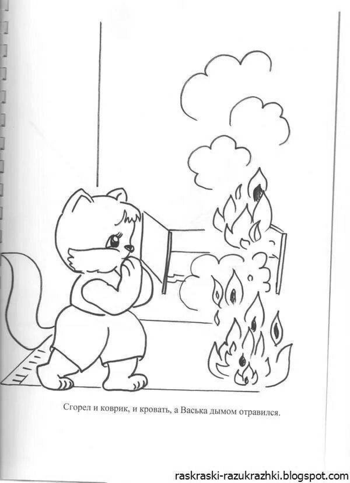 Charming fire safety coloring book for kindergarten
