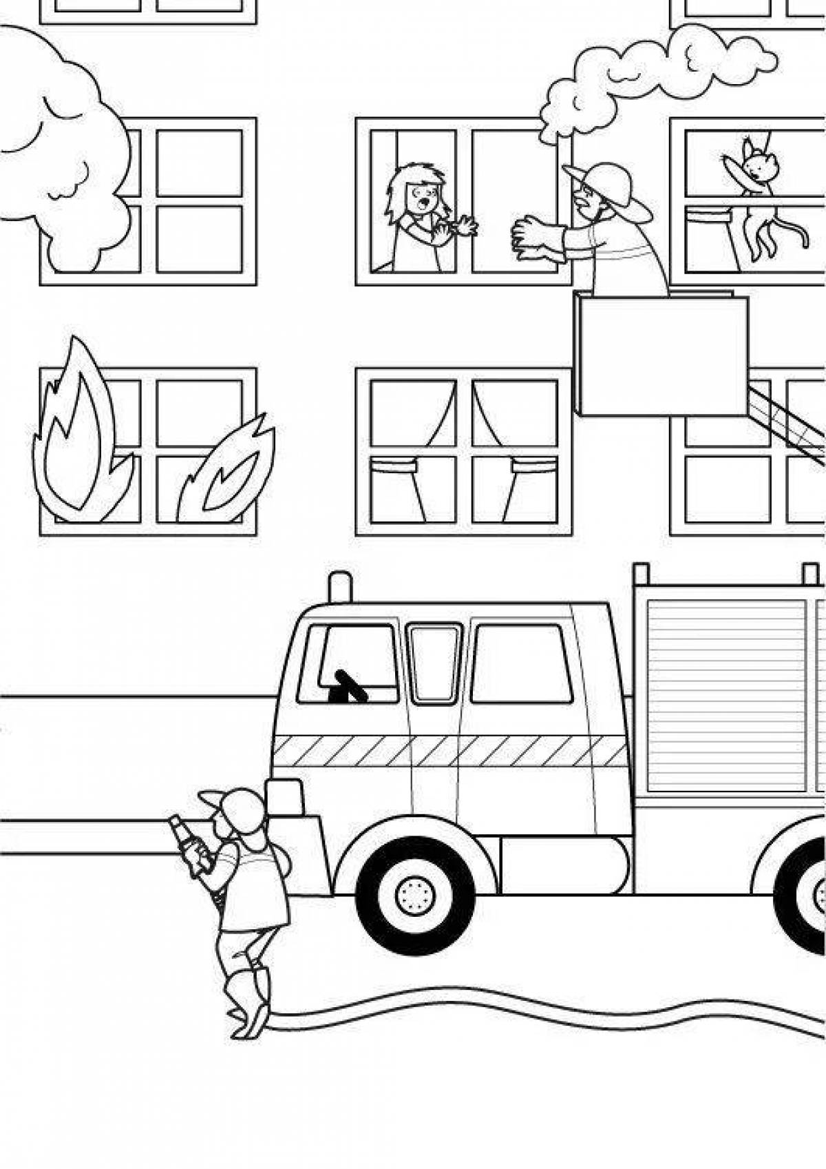 Fantastic fire safety coloring book for kindergarten