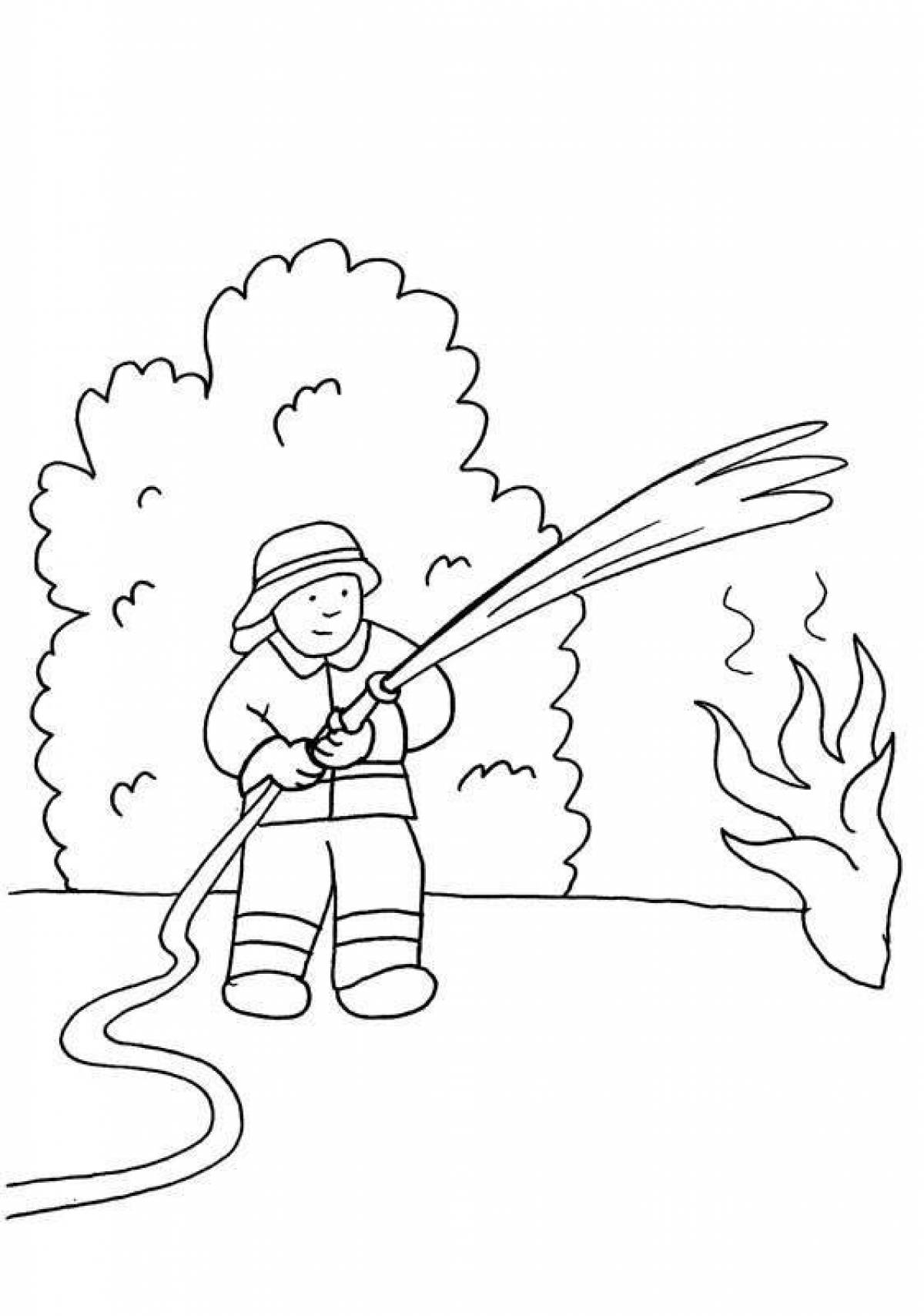 Color beautiful fire safety page for kindergarten