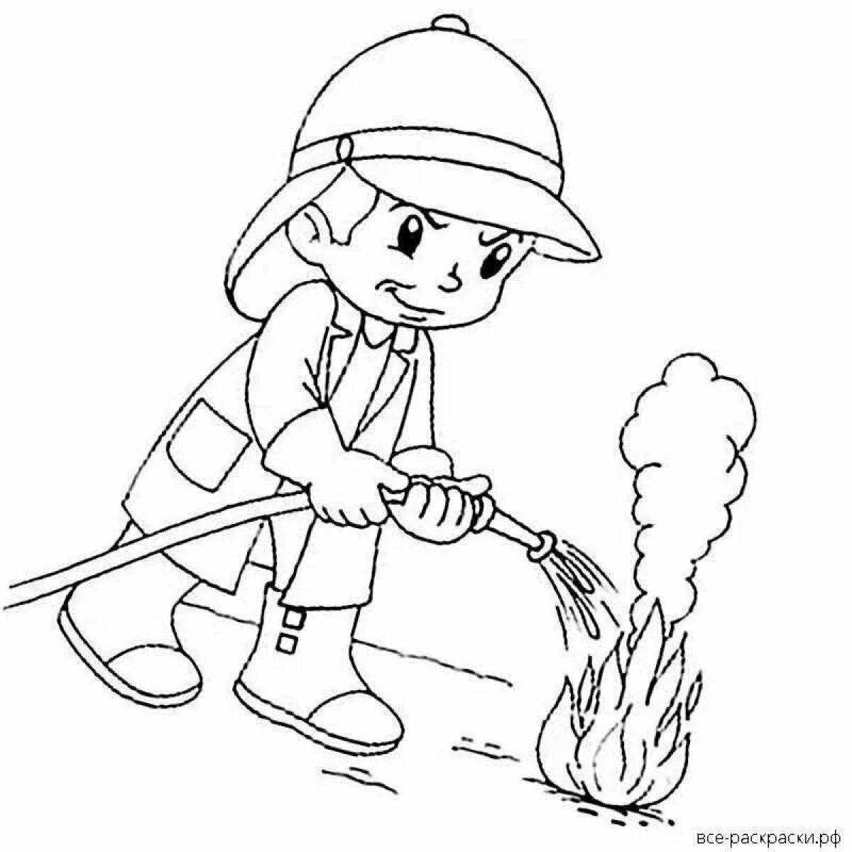 Kindergarten color dazzling fire safety coloring book