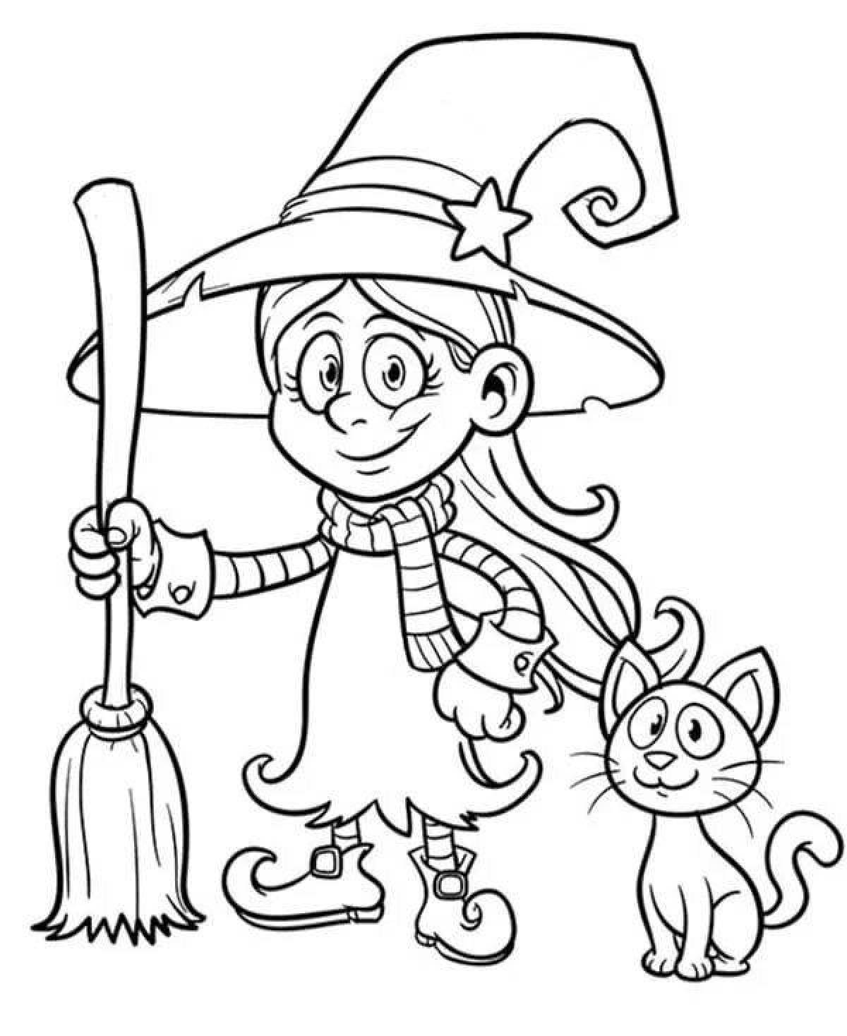 Coloring cute little witch