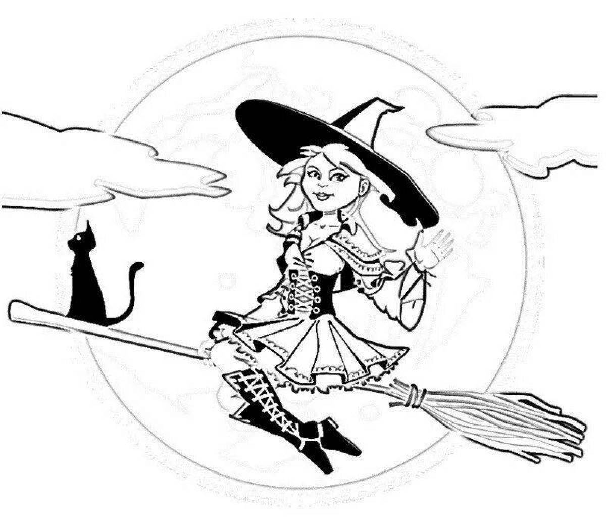 Cute little witch coloring book