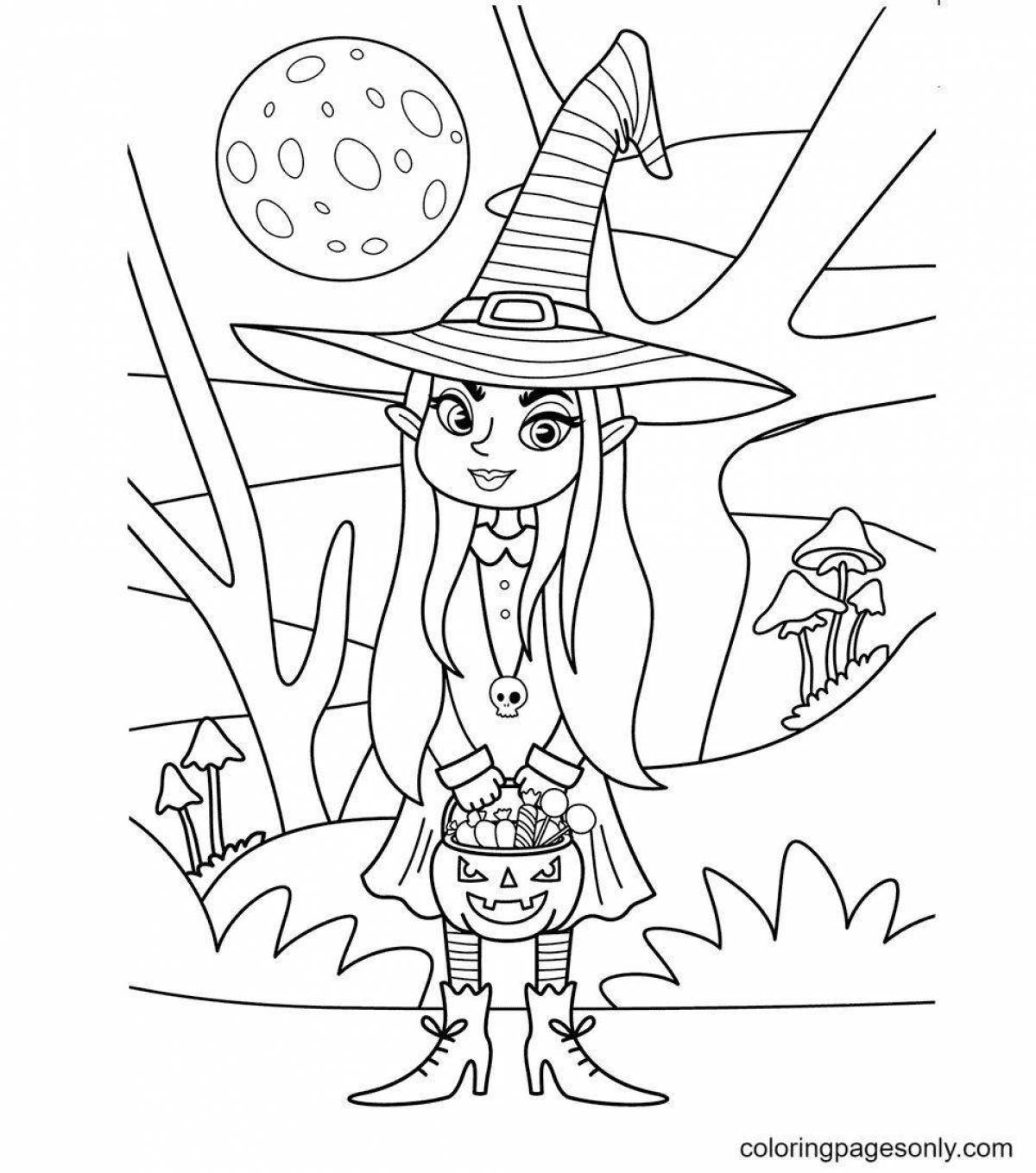 Little witch coloring page