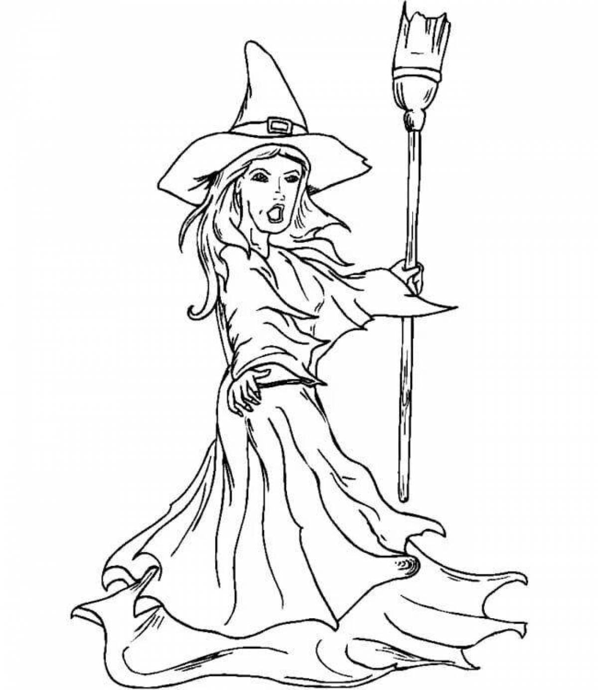 Bright coloring witch