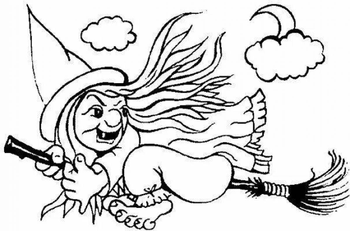 Glitter little witch coloring page