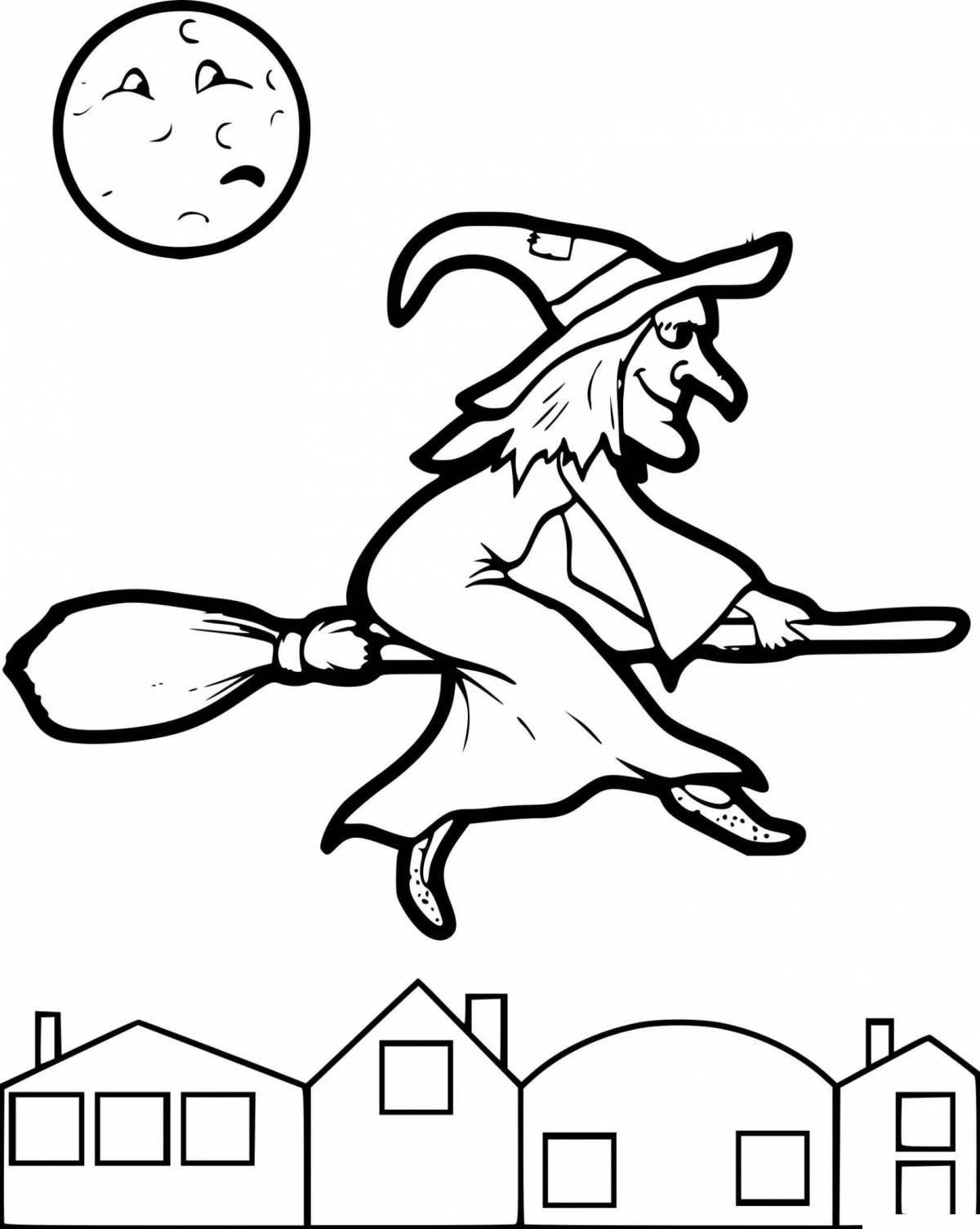 Coloring book shining little witch