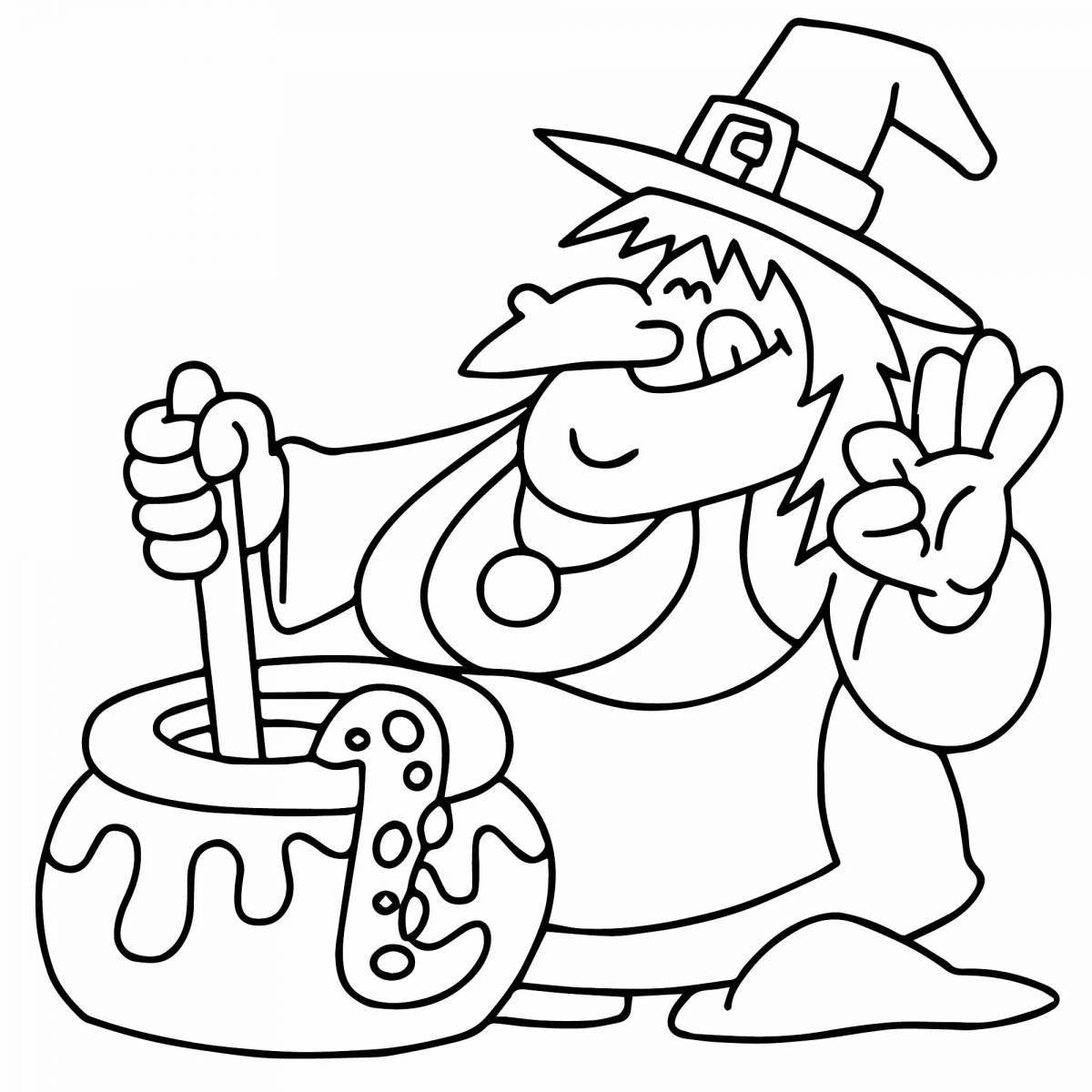 Coloring book brave little witch