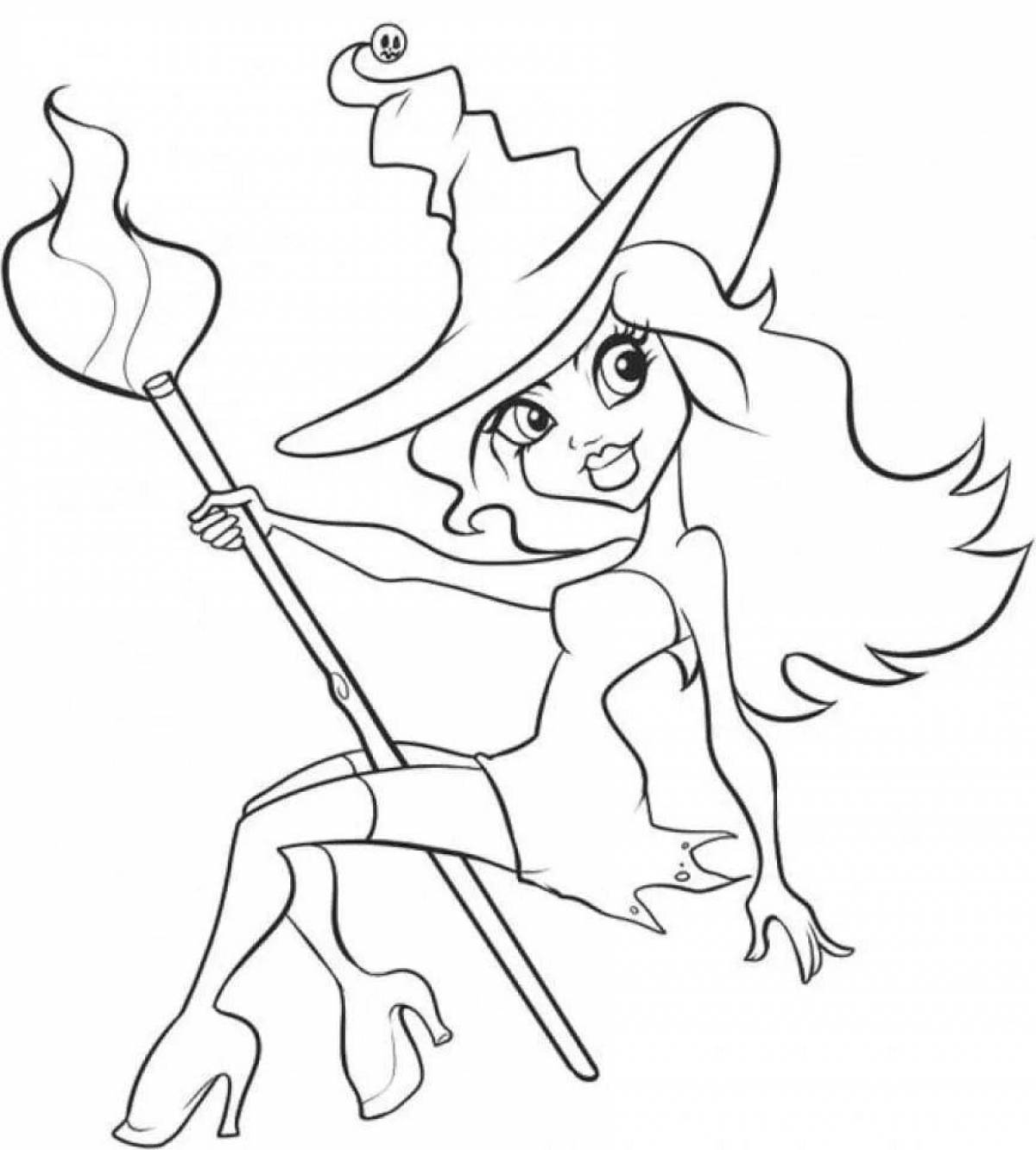 Coloring page elegant little witch