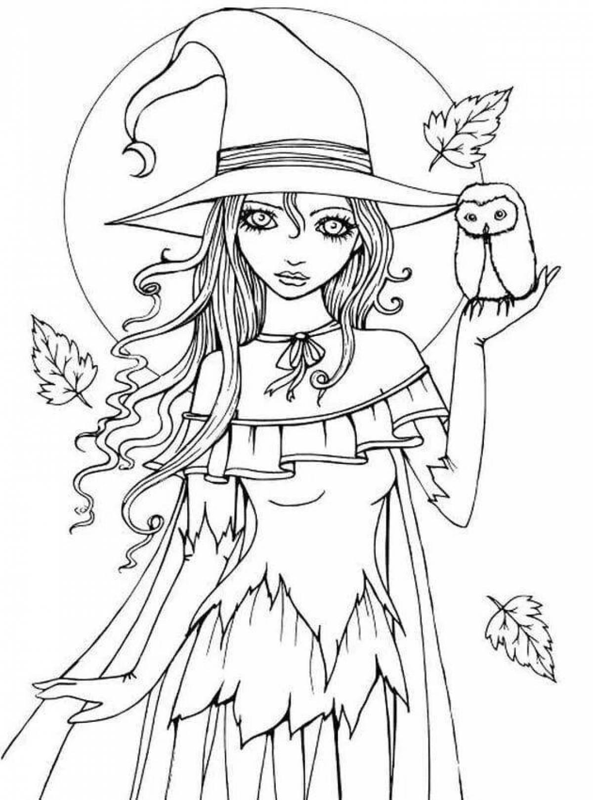 Witch stylish coloring book