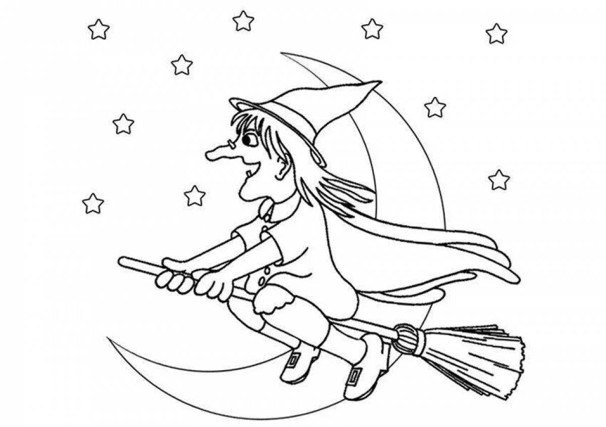 Coloring page graceful little witch
