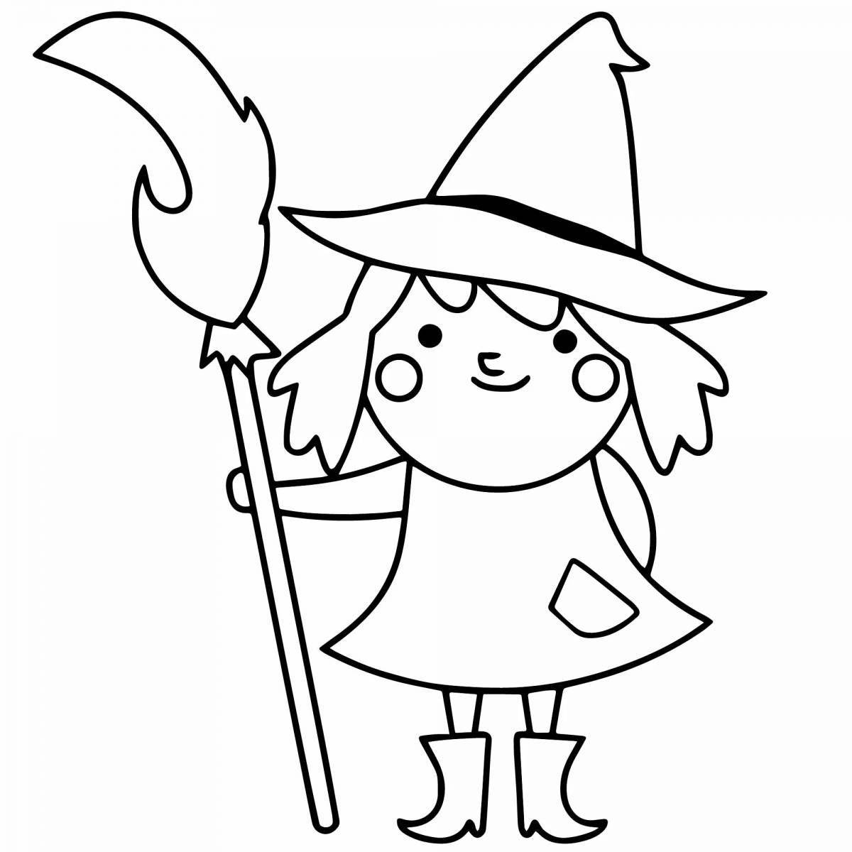 Gorgeous little witch coloring page