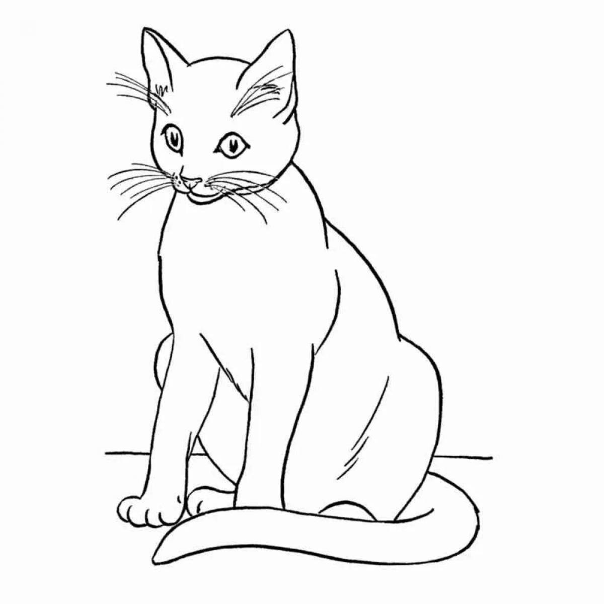 Glittering cat coloring page