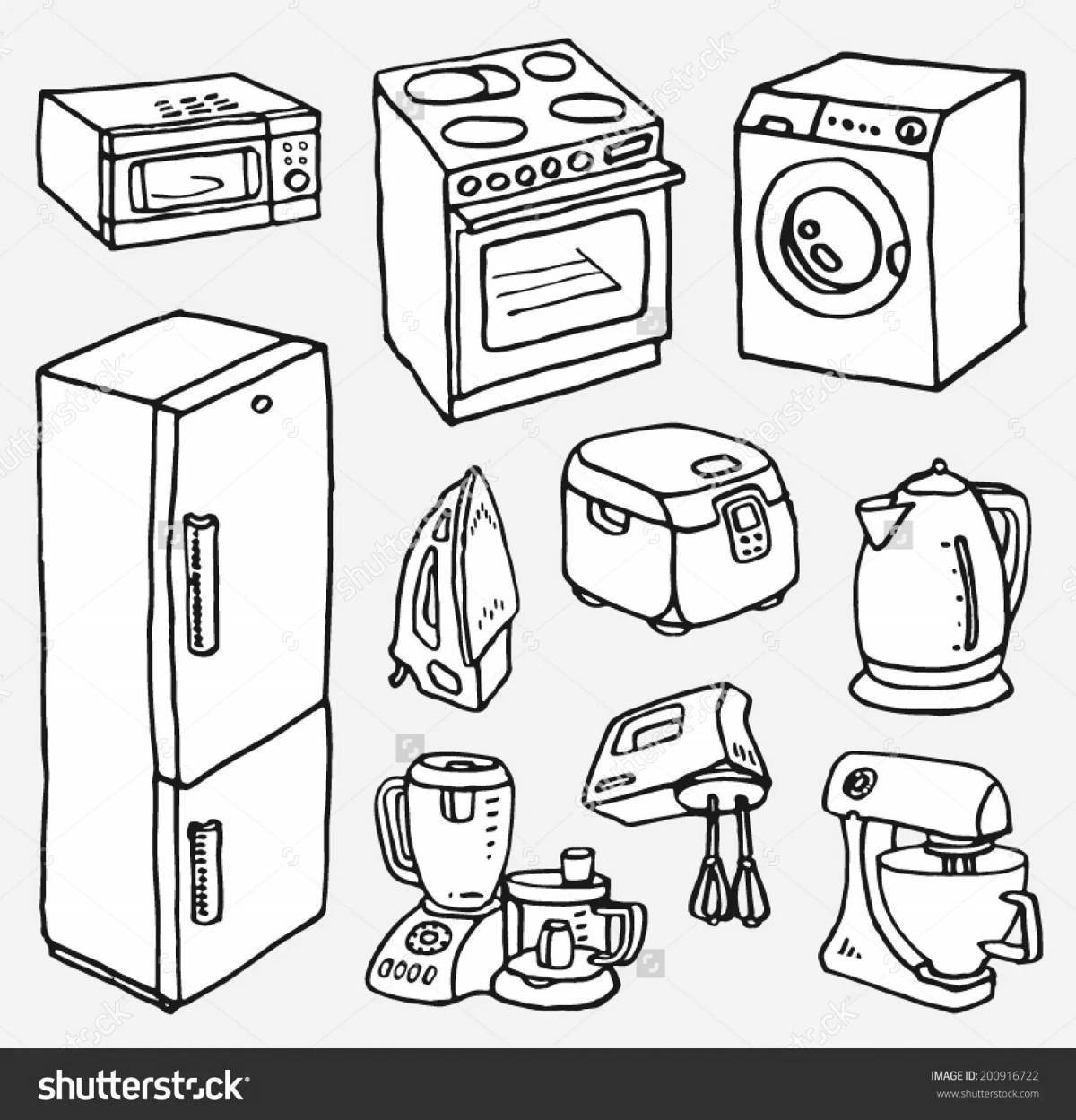 Coloring book bold household appliances