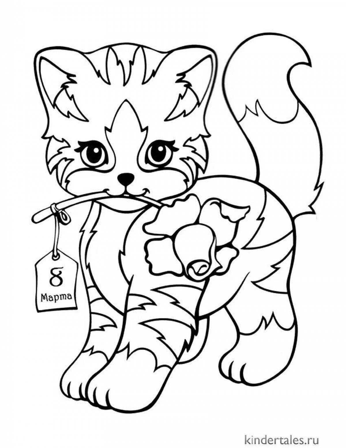 Coloring book napping kitten