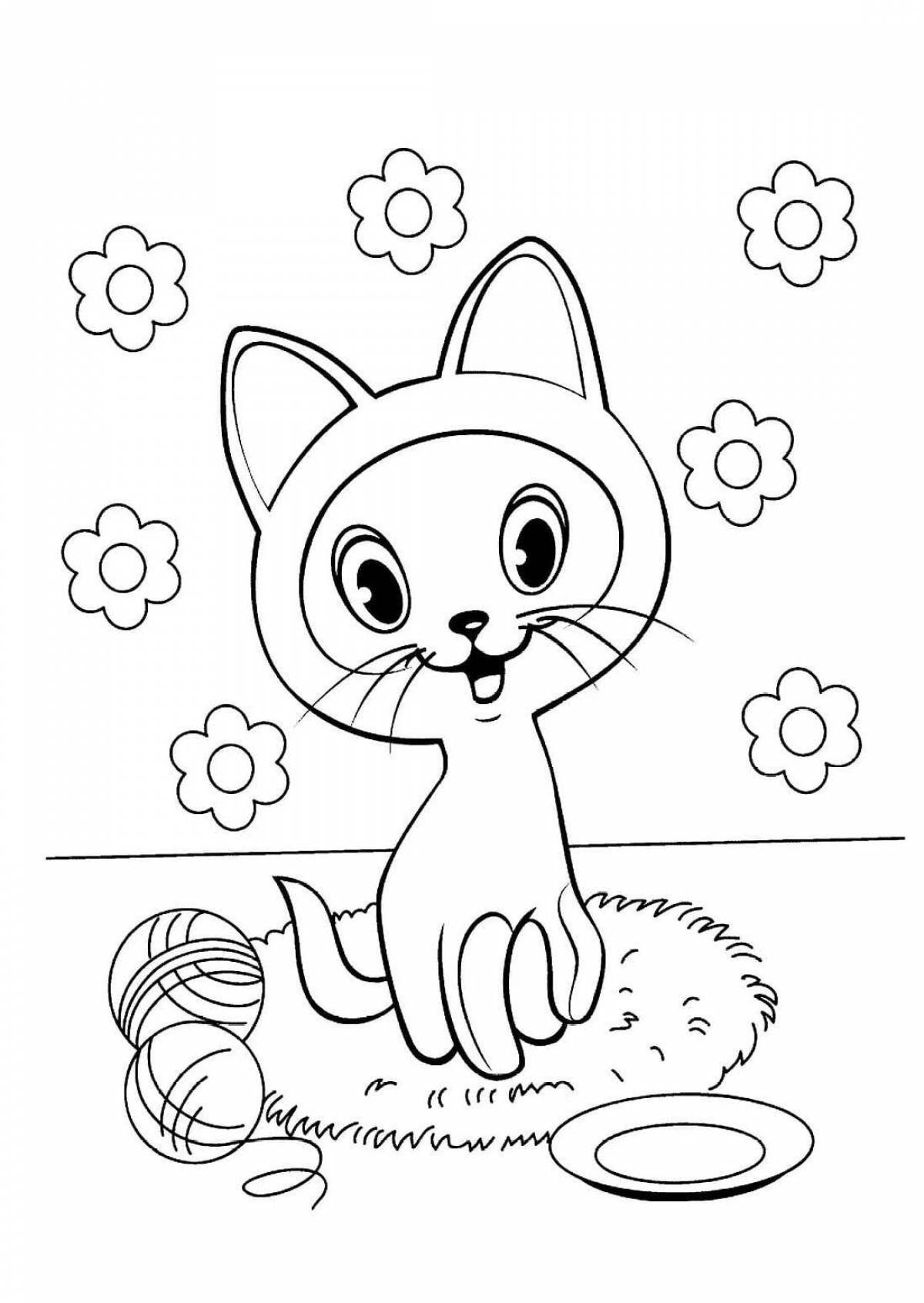 Colorful kitten coloring book
