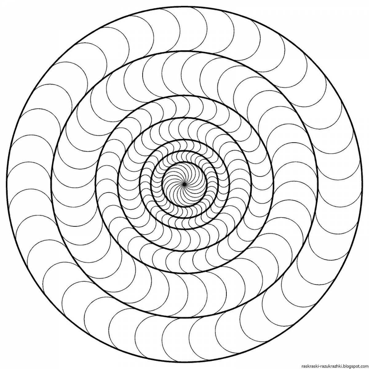 Mysterious round spiral coloring