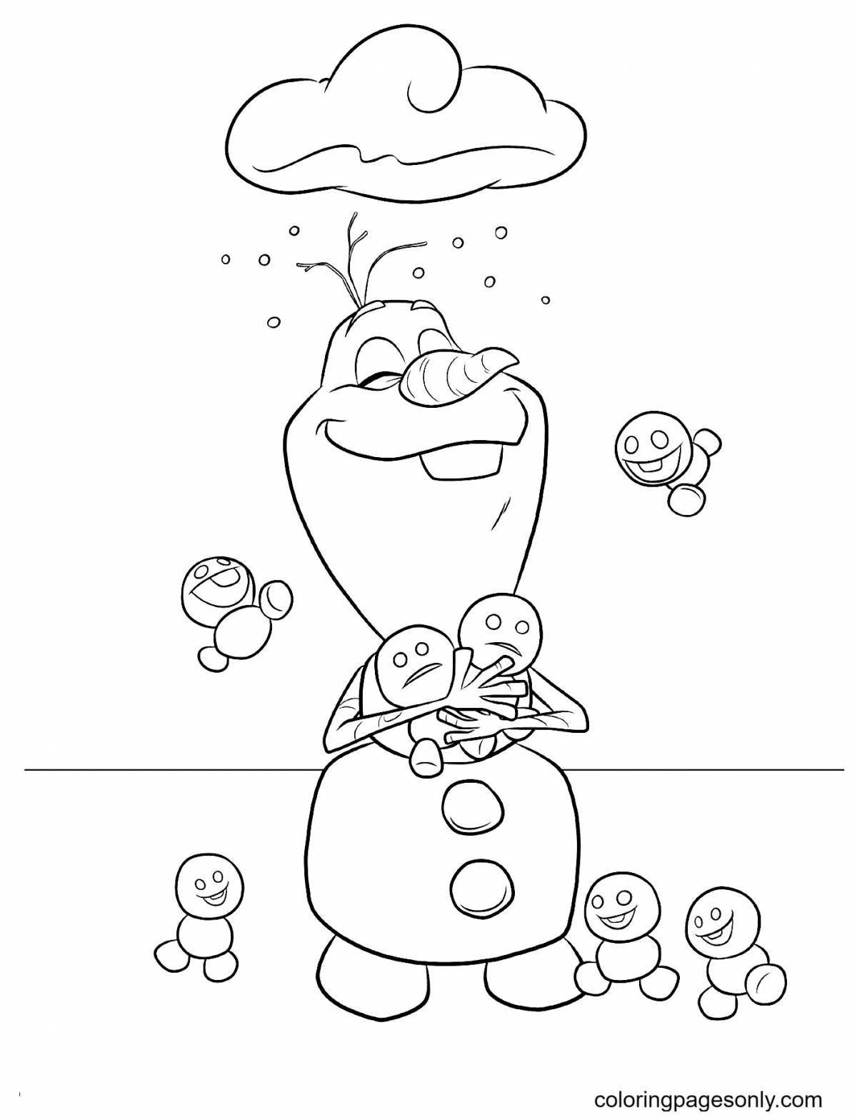 Olaf the playful snowman coloring page