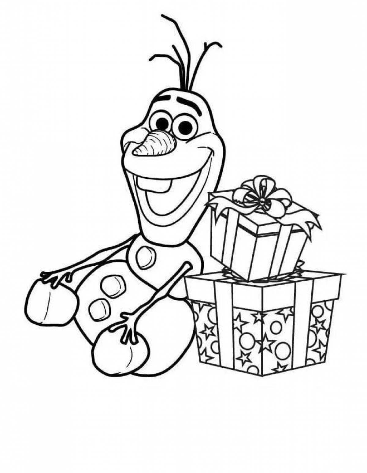 Coloring page charming snowman olaf