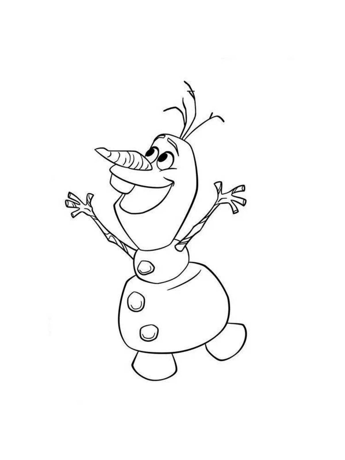 Забавный снеговик олаф раскраска