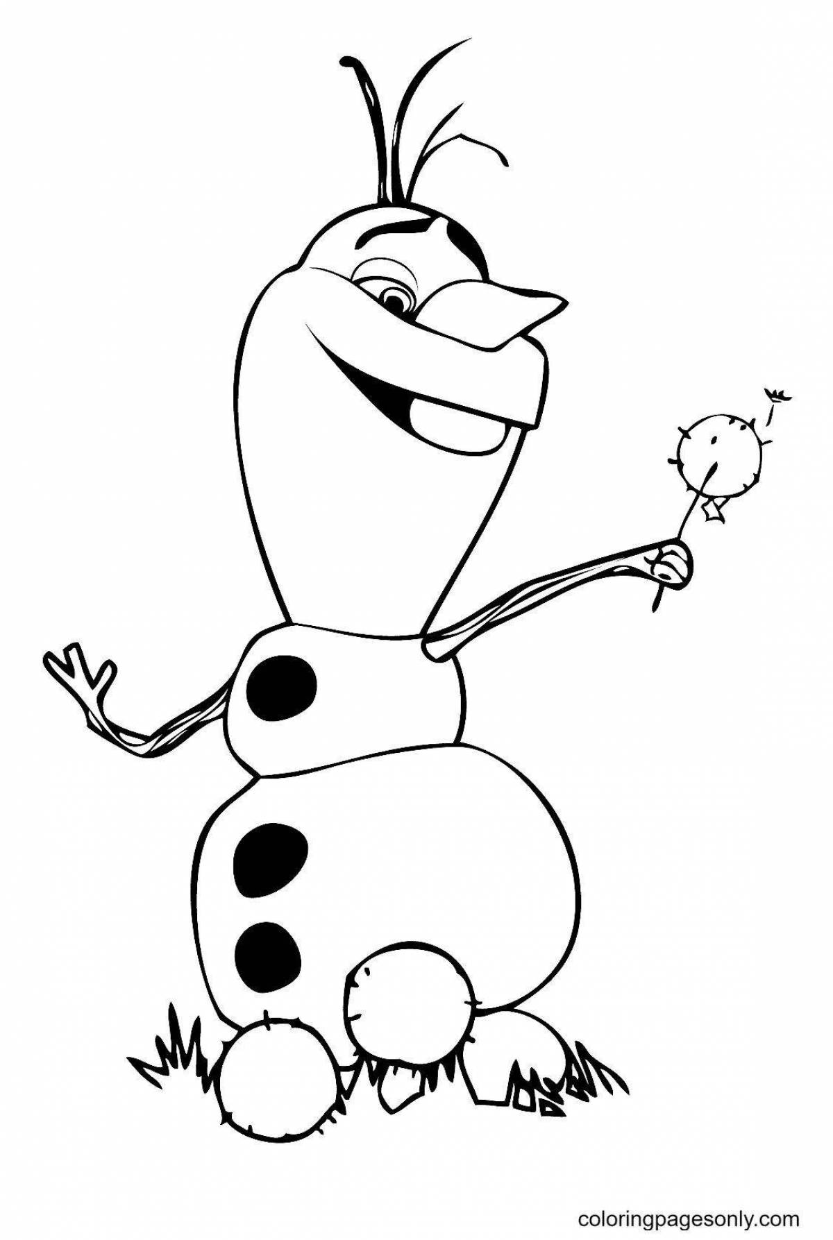 Lively snowman olaf coloring