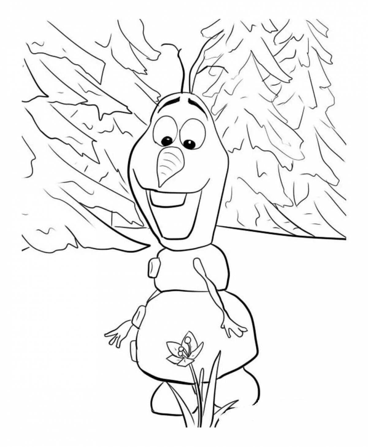 Olaf the bright snowman coloring