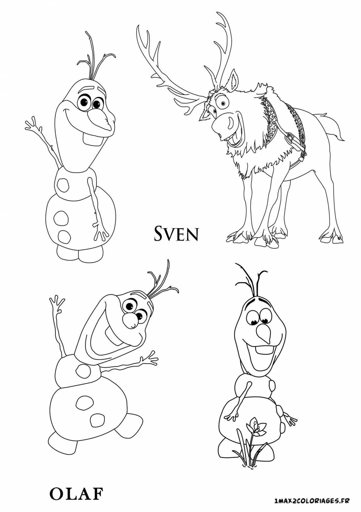 Coloring page nice snowman olaf