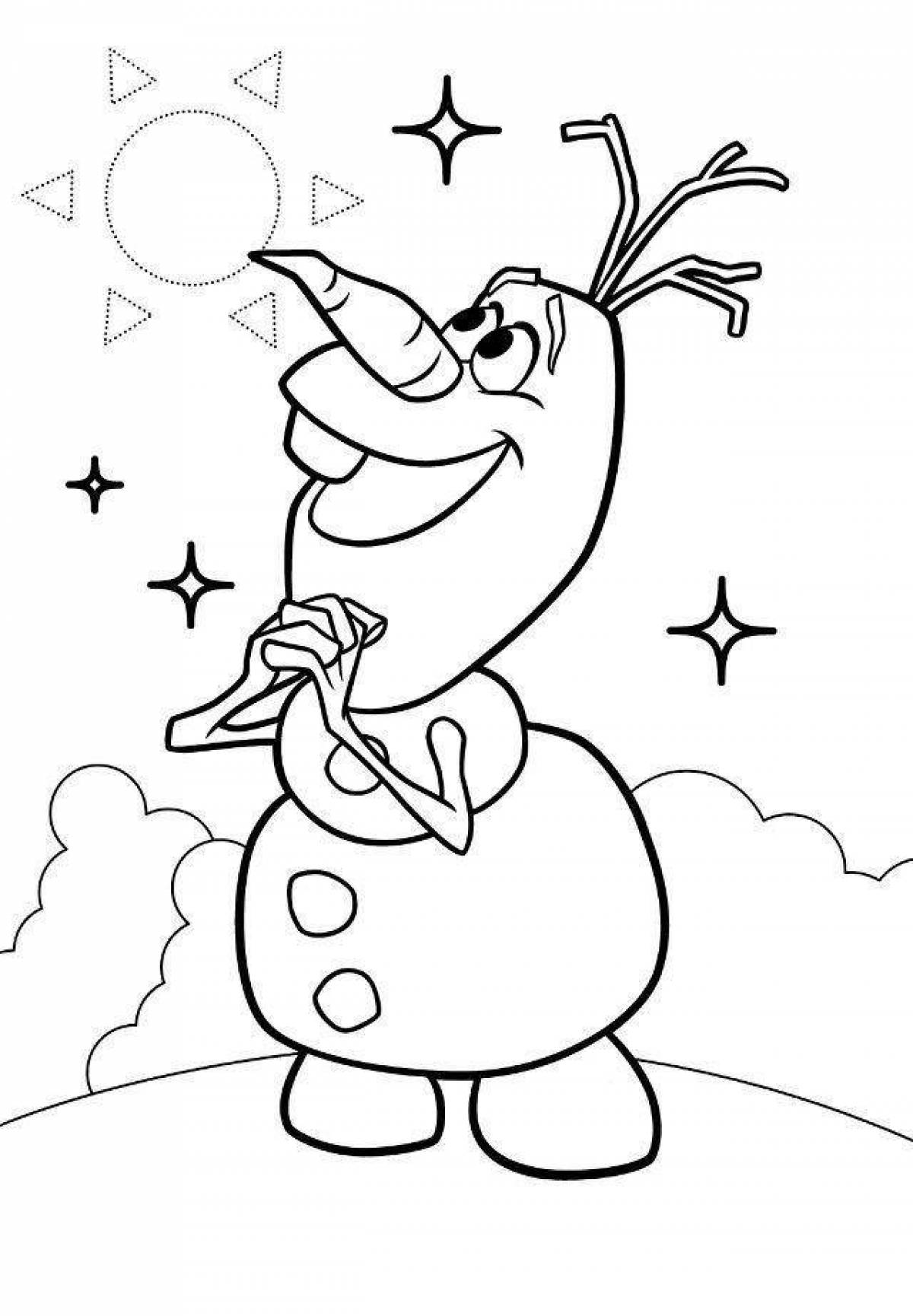 Смешная раскраска снеговика олафа