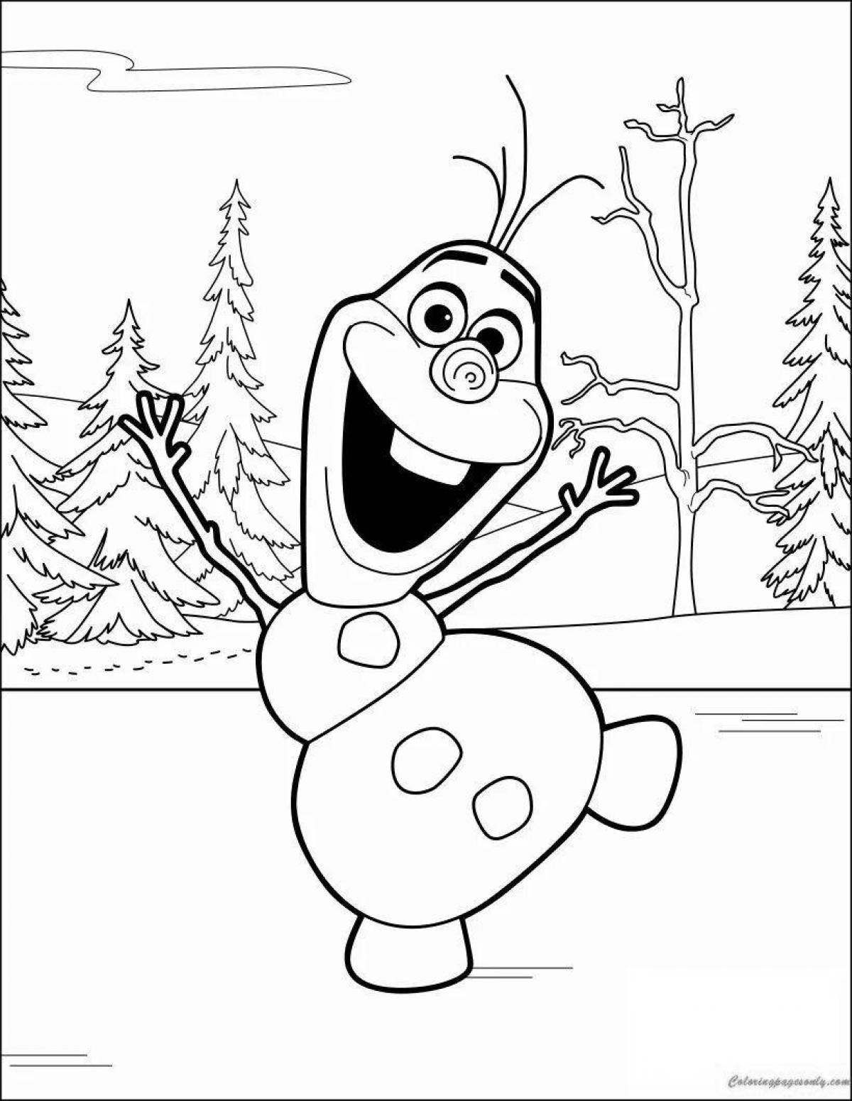 Animated coloring of Olaf the snowman