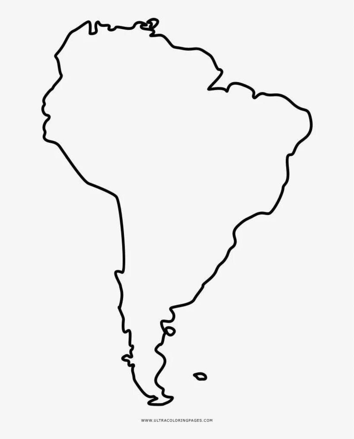Материк Южная Америка контурная карта