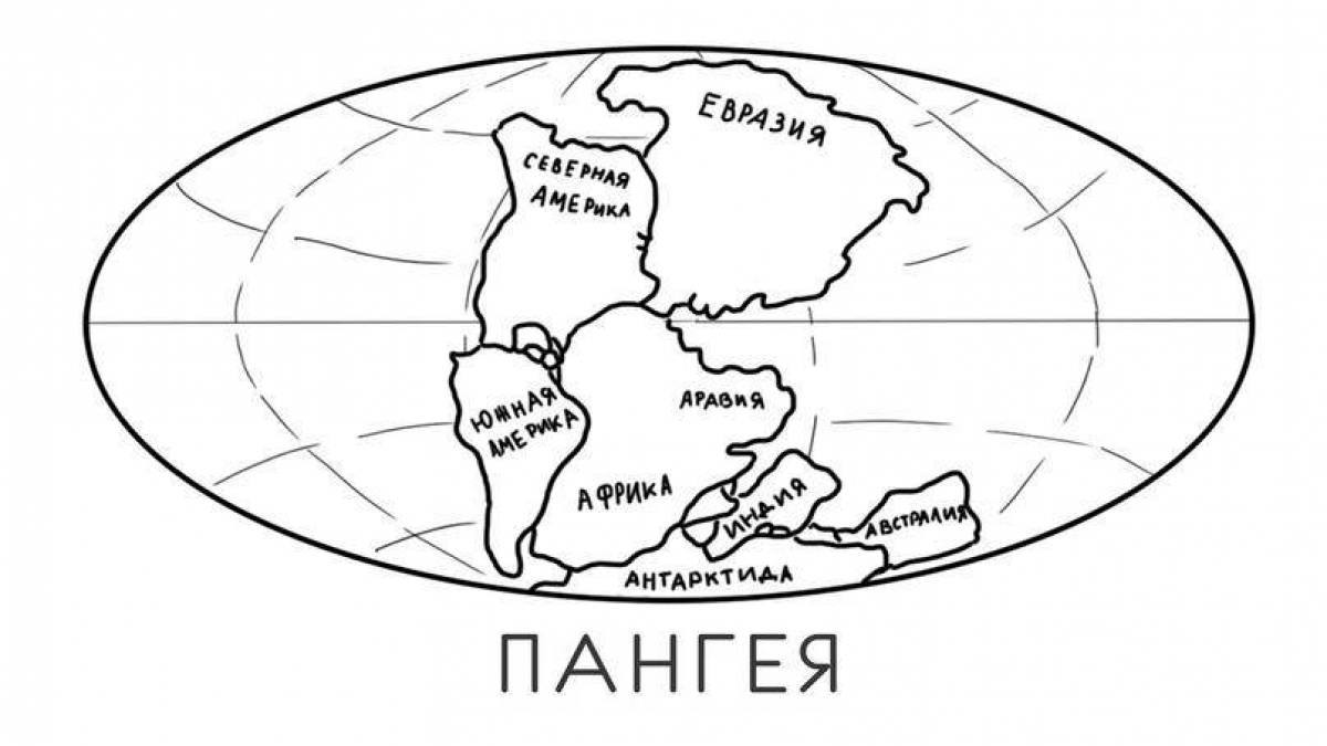 Карта материков распечатать. Пангея контурная карта. Пангея материк карта. Материки раскраска. Континенты раскраска.