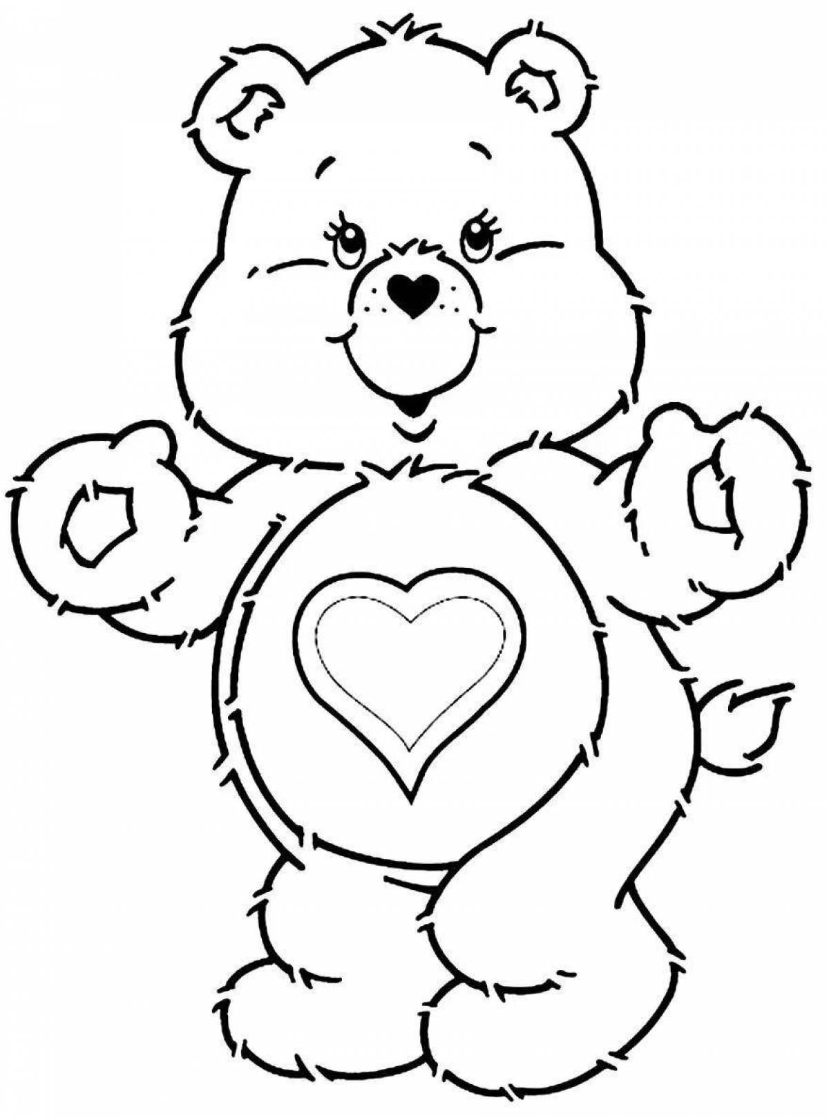 Раскраска медведь с сердцем