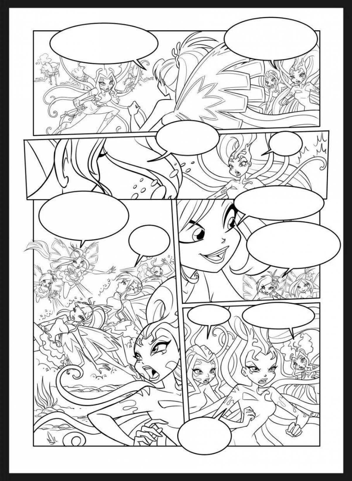 Exotic winx club comic coloring book