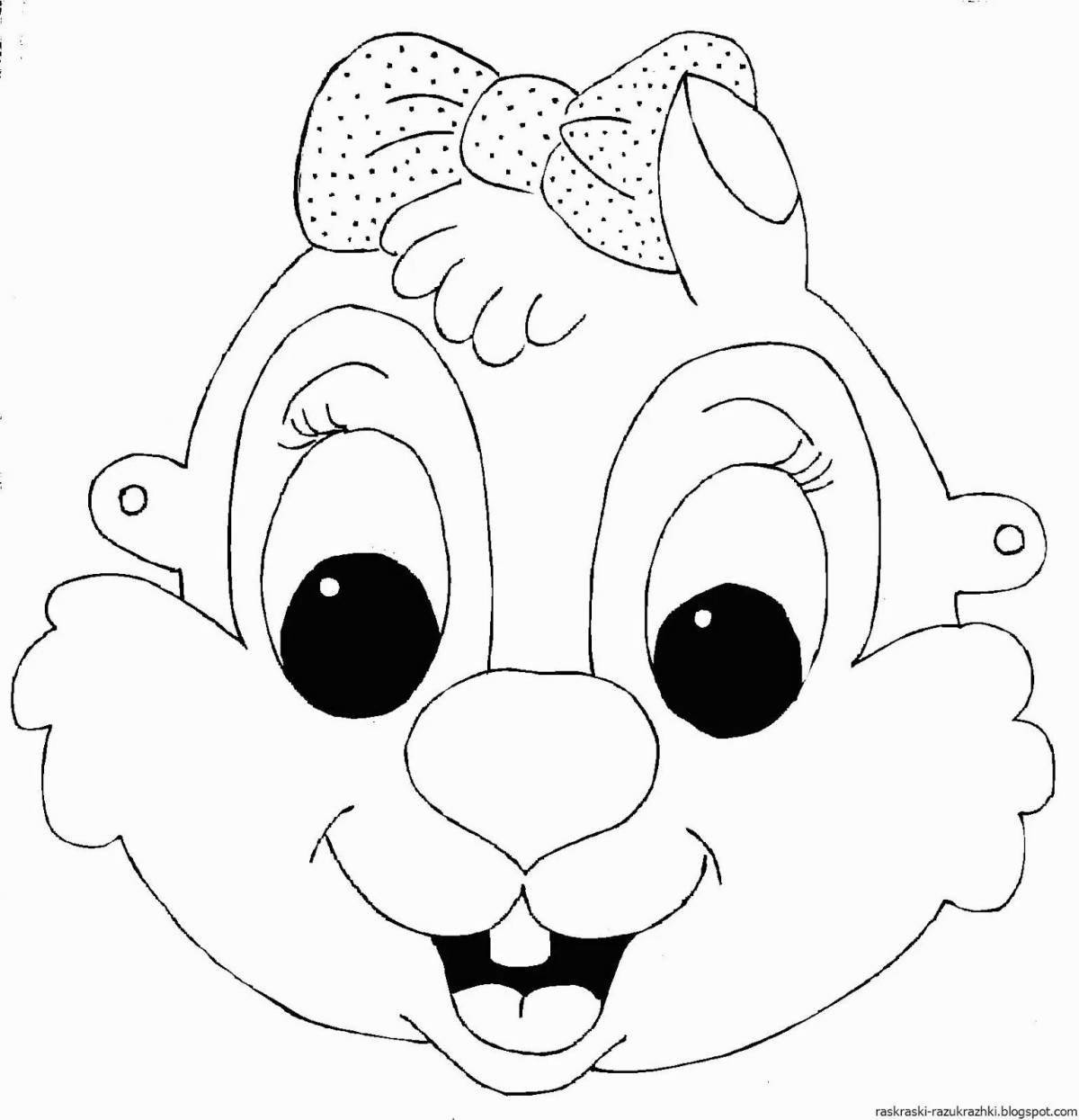 Playful baby mask coloring page